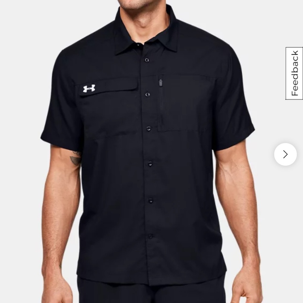 Men’s Under Amour UA Motivate Coach’s Button Up Shirt Black